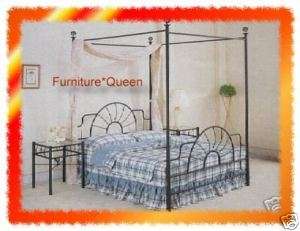 BLACK WROUGHT IRON Style CANOPY BED Queen Size (BEDS)  