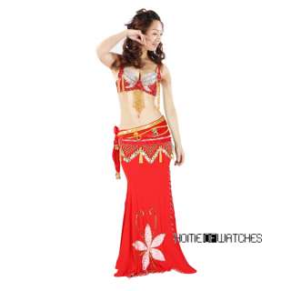 Belly Dance Costume Outfit Red Skirt Wrap Hip Scarf Hipscarf  