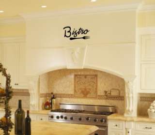 Bistro with a fork Kitchen Vinyl Wall Word Art Lettering Stickers Home 