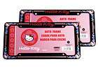 SET OF 2 PLASTIC LICENSE PLATE FRAME HELLO KITTY HEARTS
