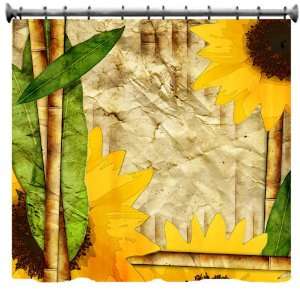  Bamboo and Sunflowers Shower Curtain   69 X 70