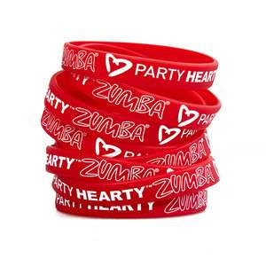 Zumba Party Hearty Go Red Rubber Bracelets  