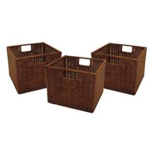  Winsome Wood Small Wired Rattan Baskets, Set of 3