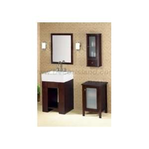 24 Bathroom Vanity Set W/ 3 Hole Ceramic Sinktop, Wood Framed Mirror 