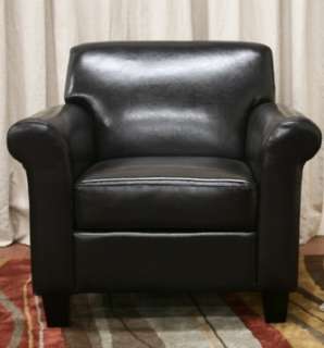 BLACK BROWN FAUX LEATHER MODERN CLUB CHAIR NEW  
