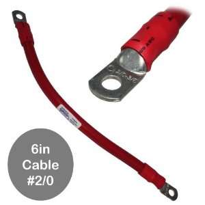   AWG #2/0 Red Battery Interconnect Cable 6 with 3/8 Lugs Electronics