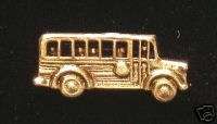 School Bus Pin Brooch 24 karat Gold Plate Bus Driver  