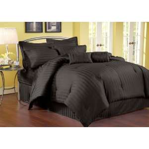   Piece Twin Stripe 500TC Cotton Bed in a Bag Set Black