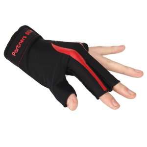  Red Black 3 Finger Billiard Glove