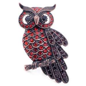   Vintage style Ruby Red Owl Austrian Crystal Bird Pin Brooch Jewelry