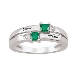  Emerald Birthstone and Diamond Couples Ring Jewelry