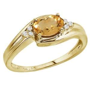   Gold November Birthstone Citrine and Diamond Side Set Ring Jewelry