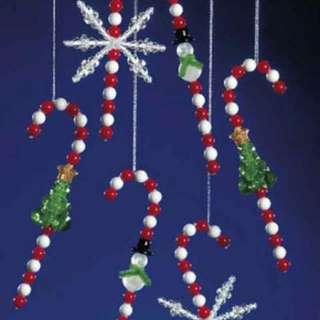 Beaded Christmas ORNAMENT KIT Makes 12 FESTIVE CANDY CANES  