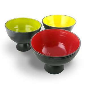  Contemporary Pottery Pedestal Bowl in Lime Green, 10 