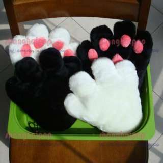 Pair of Cat Gloves Kitty Fur Paw Claw Cosplay Women Lolita Fancy Dress 