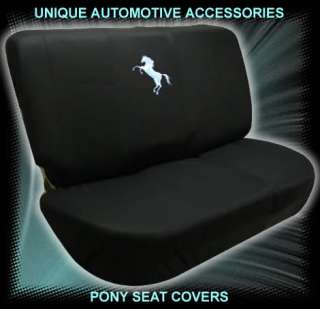 2PC MUSTANG PONY HORSE BLACK BENCH REAR SEAT COVER  