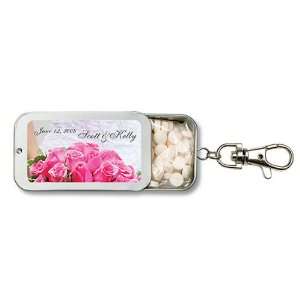 Wedding Favors Bridal Bouquet Design Personalized Key Chain Mint Tin 