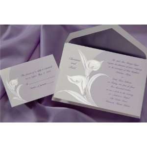 Purple Background with Pearl Calla Lilies Wedding Invitations 