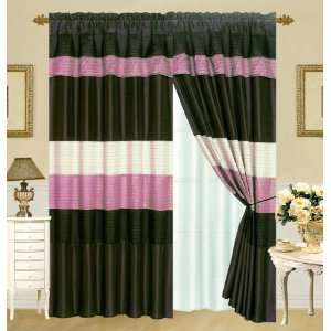   Silk Taffeta Window Curtain / Drape Set with Sheer Backing 120 by 84