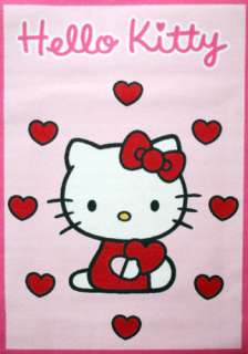 Hello Kitty Hearts Childrens Bedroom Rug  