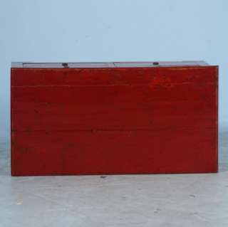   Red Four Drawer Coffee Table from Shandong Province, China  