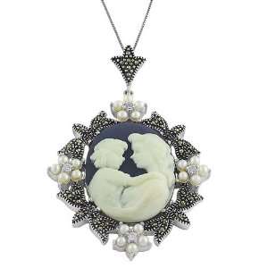   18 Inch Cameo Necklace Depicting a Mother Holding Her Child Jewelry