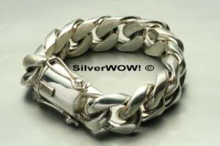 Heavy Thick Chunky Mens Sterling Silver Bracelet @ 20mm  