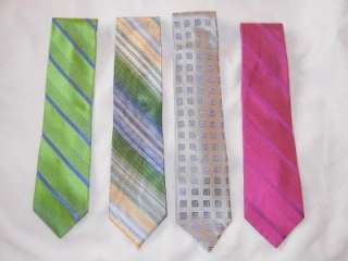 Lot of 4 City of London 100% Silk Neck Ties Neckties Pastel Colors 