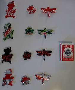 Soda Can Refrigerator Magnets   2 Frogs and 1 Dragonfly  