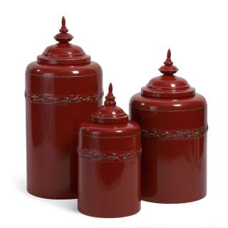 Scarlet RED METAL KITCHEN CANISTER Sugar Flour Coffee  
