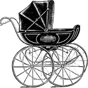  Victorian style baby stroller Rubber Stamp WM 2x2 Arts 