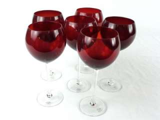 LENOX WINE GLASSES RUBY RED GEMS CHRISTMAS BALLOON   16oz   NEW 