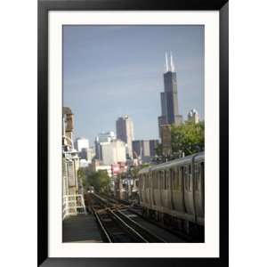 Train and City View from Wicker Park, Chicago, IL Framed Photographic 