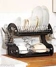 Tier Metal Dish Drainer with Utensil and Glass Holder Rack Dryer 