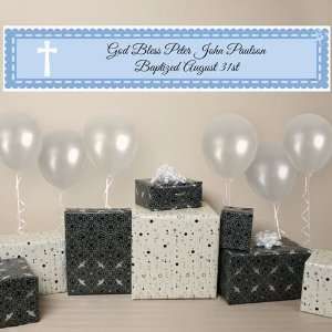    Delicate Blue Cross   Personalized Baptism Banner Toys & Games