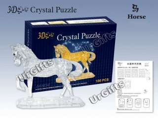3D Crystal Puzzle Jigsaw Model 100 pc Horse Clear White  