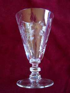 Vintage Etched Crystal Glass Goblet Wine Cup 5  