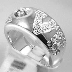 Love Crystal Stones Womens S. Silver .925 Ring Size 6  