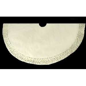  56 Ivory Christmas Tree Skirt with Gold Sequin Mosaic 