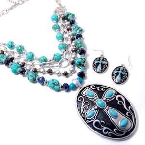   Beads Necklace and Earrings Set Elegant Trendy Western Fashion Jewelry