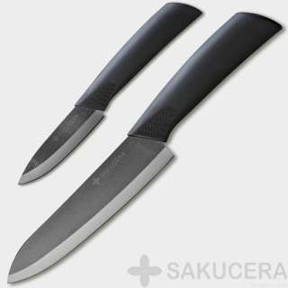   Ceramic Knife 3+ 6 Set Black Blade Chefs Kitchen Cutlery  