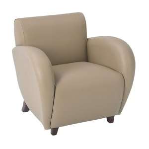   Taupe Eco Leather Club Chair with Cherry Finish Legs