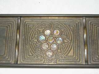   ANTIQUE TIFFANY STUDIOS BRONZE ABALONE MOTHER OF PEARL DESK PEN TRAY