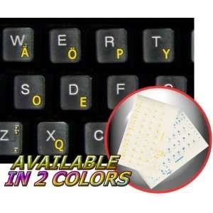 SVORAK KEYBOARD STICKERS WITH YELLOW LETTERING ON TRANSPARENT 