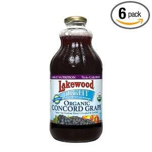 Lakewood Organic LIGHT Concord Grape Juice, 32 Ounce Bottles (Pack of 