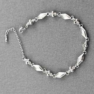 Embossed Diamond Shaped Link Bracelet Crystal Spacers 7 High Quality 