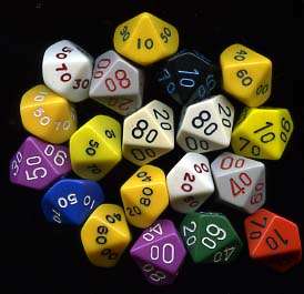 DICE SOLID MIX 10 SIDED PERCENTILE NUMBERS X1 CHESSEX™  