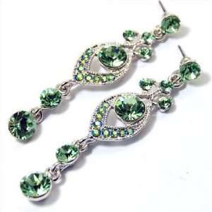    Green Swarovski Crystal Drop Earrings Fashion Jewelry Jewelry