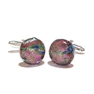  Purple Dichroic Glass Cufflinks 14mm Jewelry