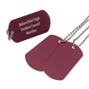  Personalized Dog Tag Necklaces   Burgundy   Novelty 